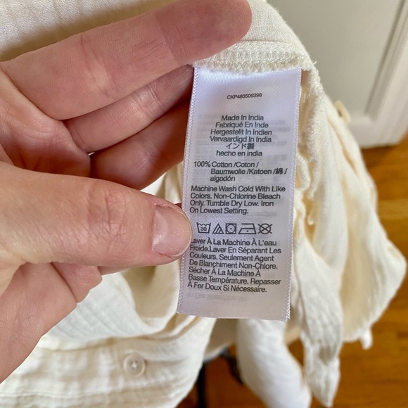 Madewell | Cream Cotton Gauze Button-up Caftan Duster Cover-up | Sz M - Picture 8 of 10